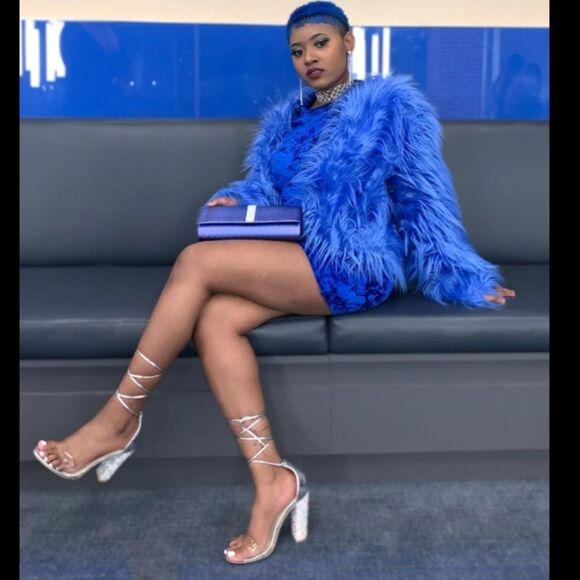 Silver High Heel Sandals with Rhinestone Block Heel - Picture 3 of 8